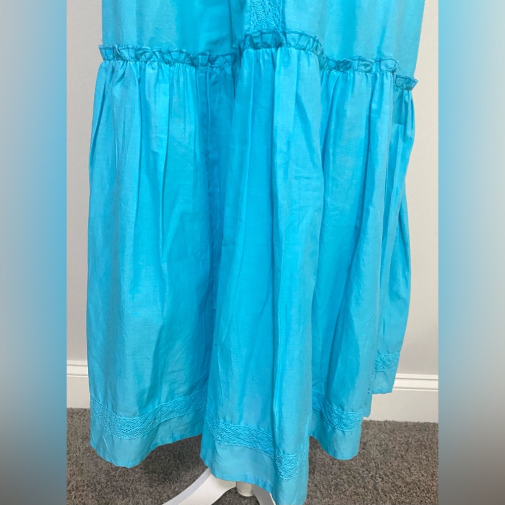 Simply Southern Womens L Solid Blue Midi Dress Boho Summer Fairy Cottagecore - Picture 4 of 14